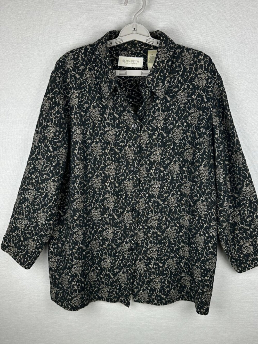 Elizabeth by Liz Claiborne Long Sleeve Collared Button-Down Women's Shirt 1X